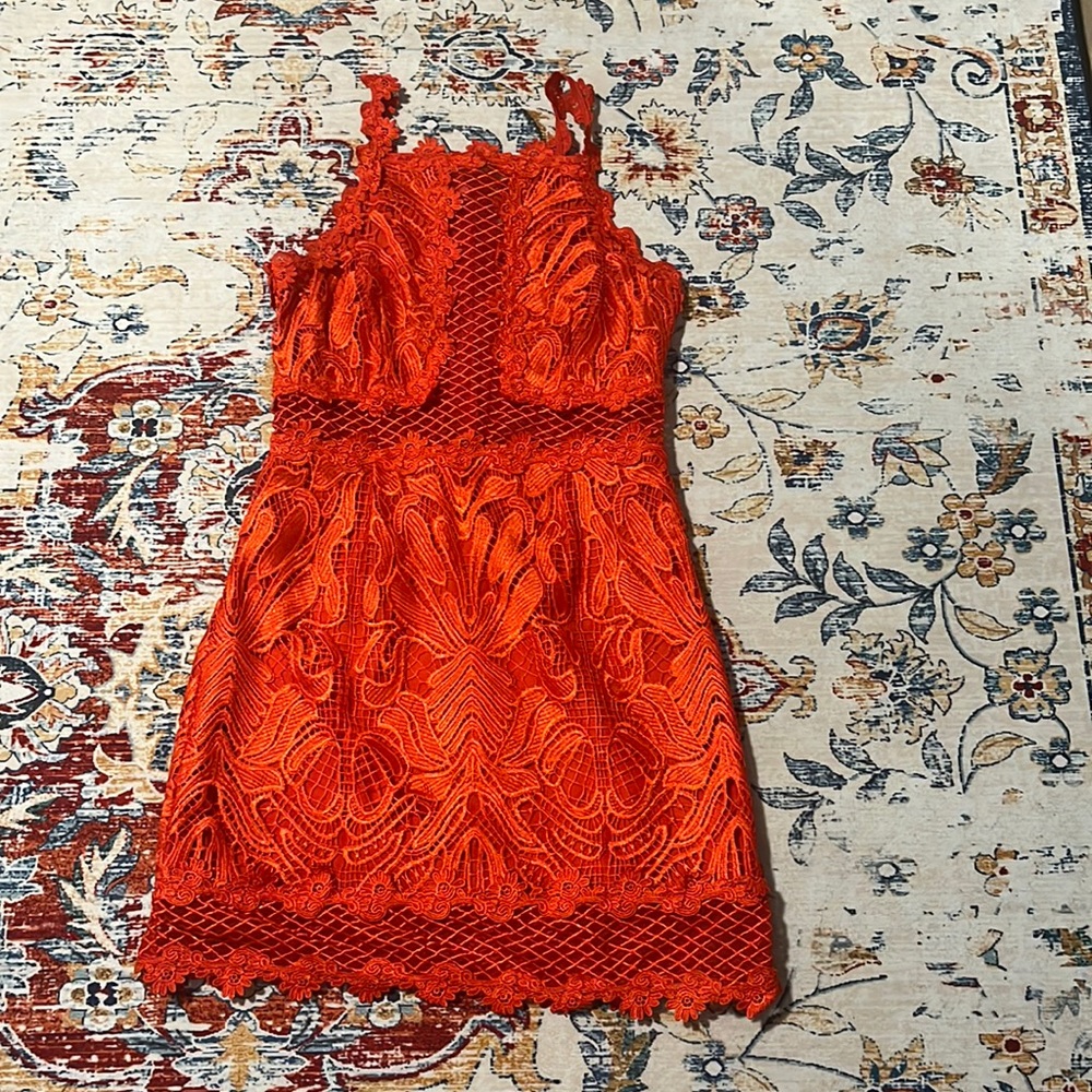 Red top shop lace dress